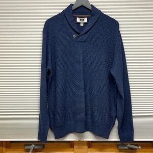 Joseph Abboud Blue Heathered Button V-Neck Pullover Sweater XL